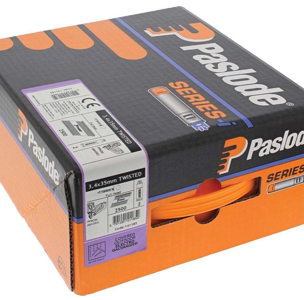 Paslode PPN35Ci Nails & Fuel Cells - Twist Shank - Electro Galv - 141185 (2,500+2 Fuel)